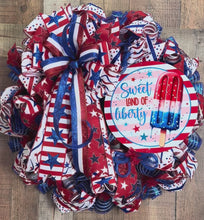 Load and play video in Gallery viewer, Sweet Land of Liberty Patriotic Wreath – Red White and Blue Popsicle Summer Door Wreath
